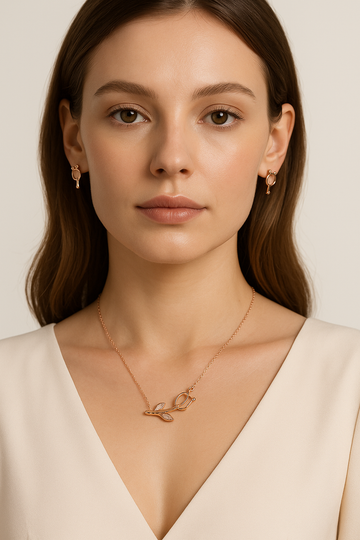 Luxe Tulip Blossom Jewellery Set – Rose Gold Finish | Premium Women’s Jewellery