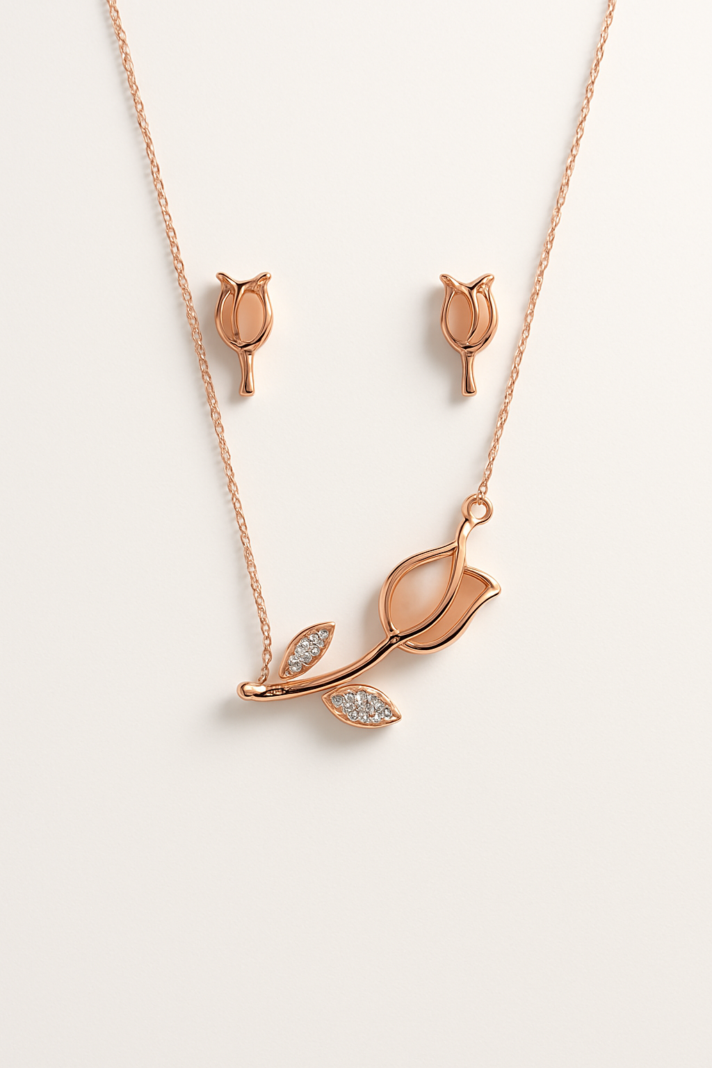 Luxe Tulip Blossom Jewellery Set – Rose Gold Finish | Premium Women’s Jewellery