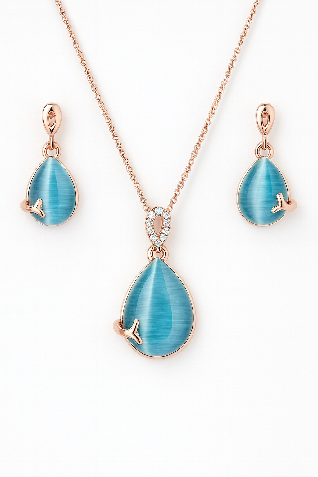 Celeste AquaDrop Rose Gold Jewellery Set