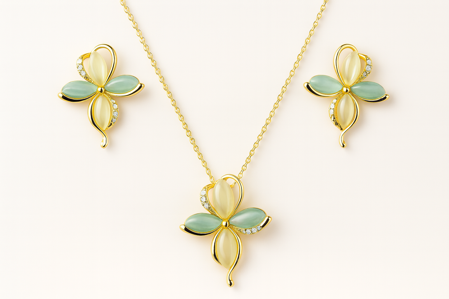 Aurelia BloomDance Gold & Pastel Petal Jewellery Set