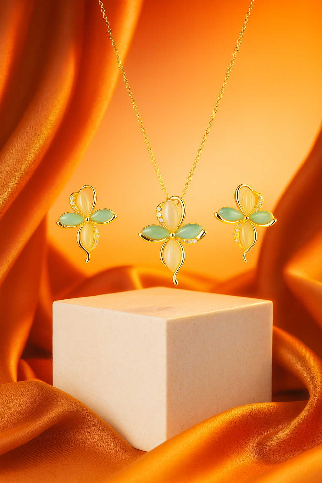 Aurelia BloomDance Gold & Pastel Petal Jewellery Set