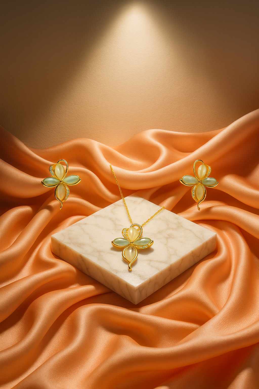 Aurelia BloomDance Gold & Pastel Petal Jewellery Set