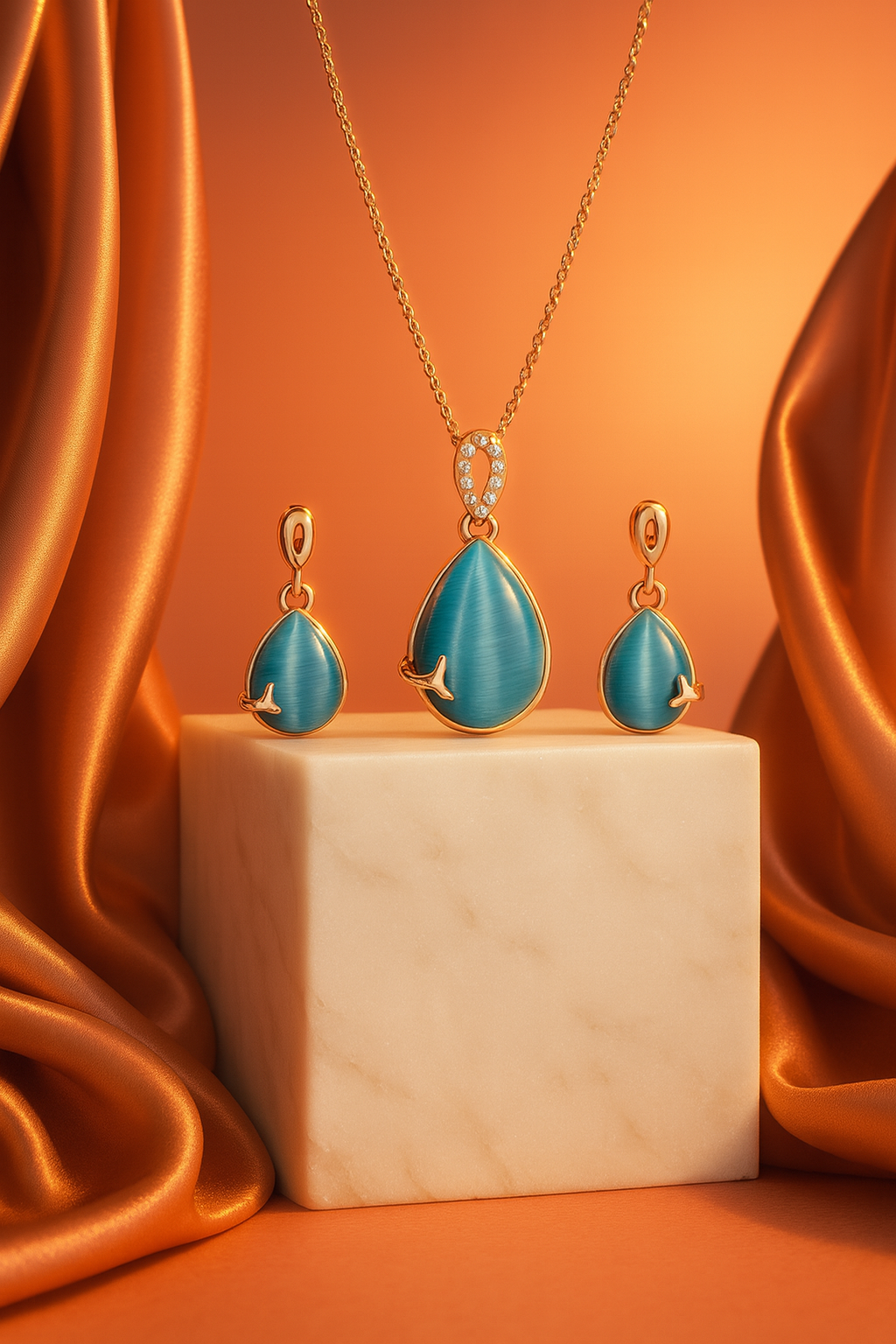 Celeste AquaDrop Rose Gold Jewellery Set