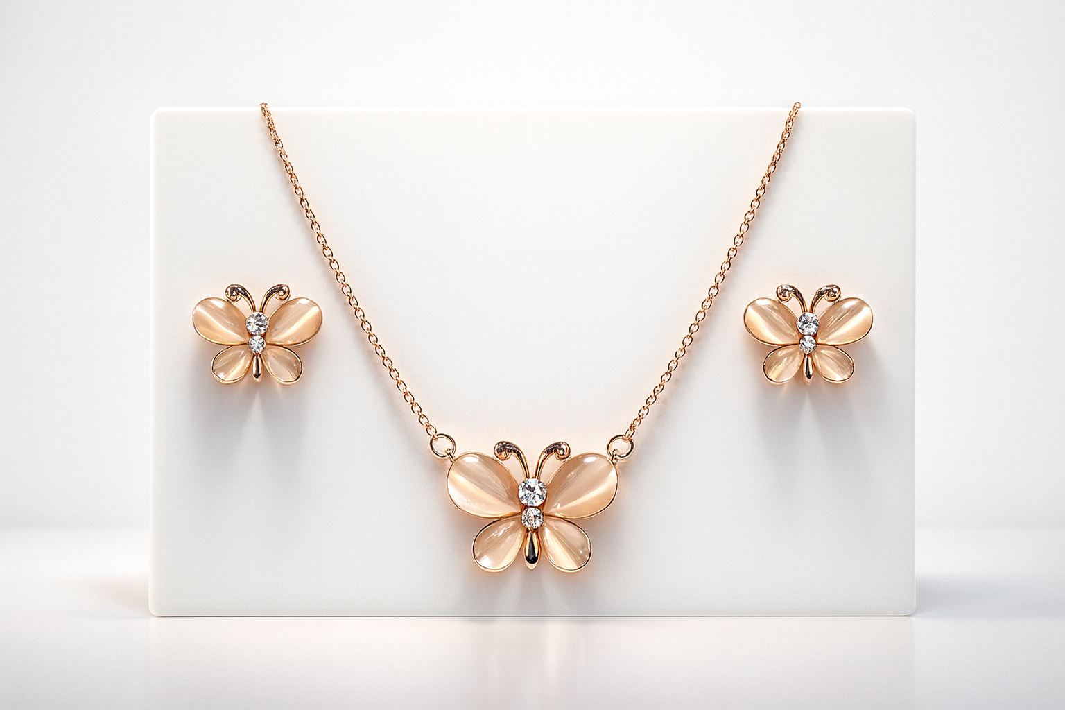 Lumiere PapillonGrace Rose Gold Butterfly Jewellery Set