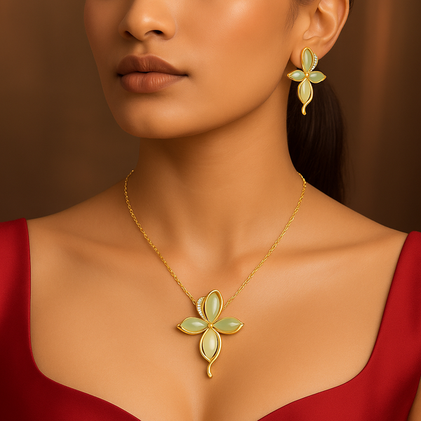 Aurelia BloomDance Gold & Pastel Petal Jewellery Set