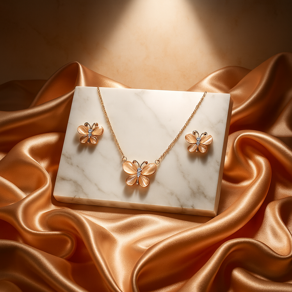 Lumiere PapillonGrace Rose Gold Butterfly Jewellery Set