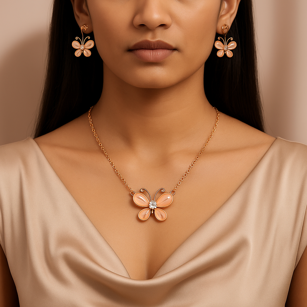 Lumiere PapillonGrace Rose Gold Butterfly Jewellery Set