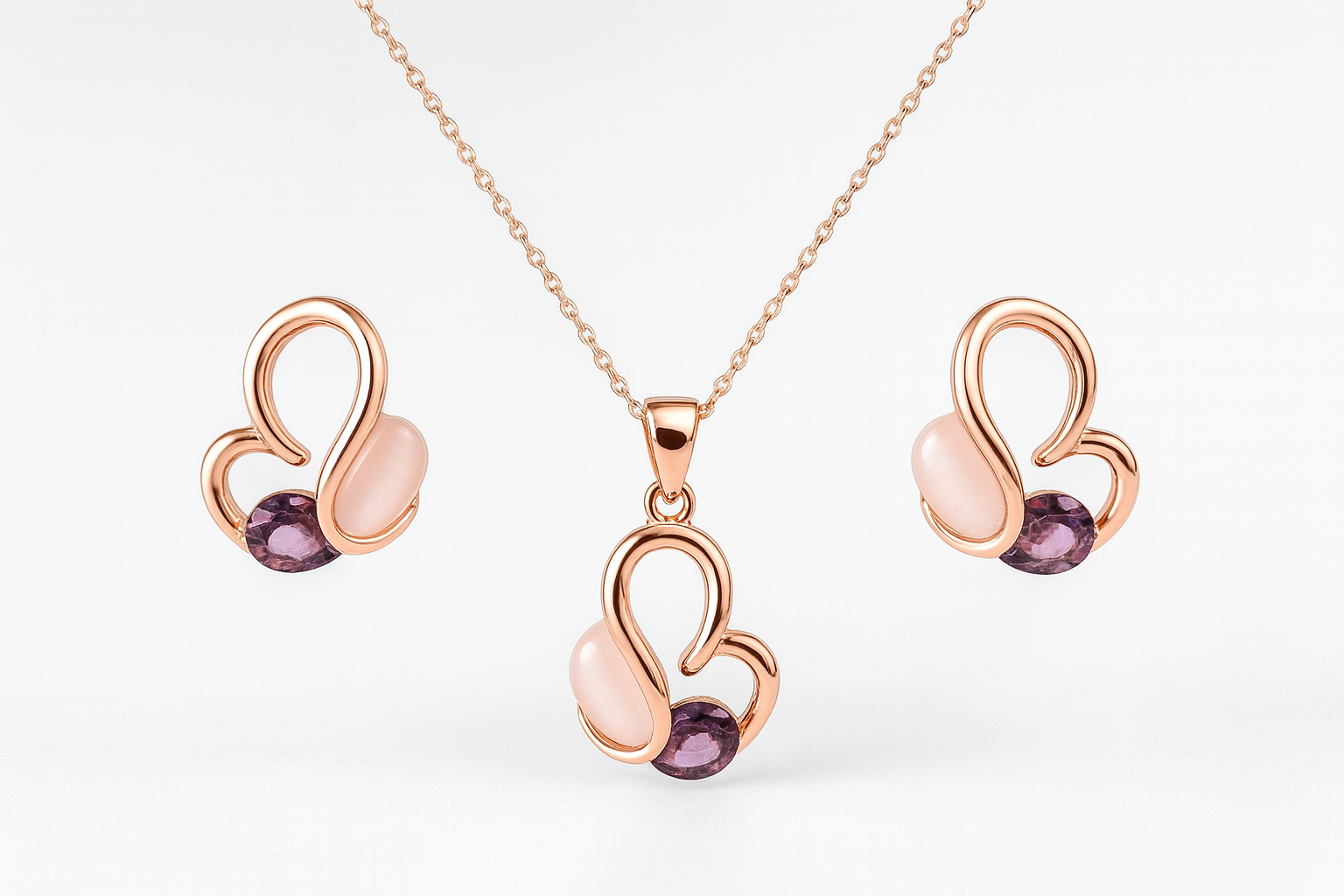 CARROT'S Blush Gold-Plated Jewellery Set (Necklace + Earrings)