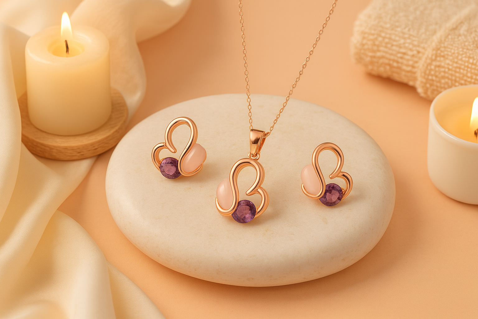 CARROT'S Blush Gold-Plated Jewellery Set (Necklace + Earrings)