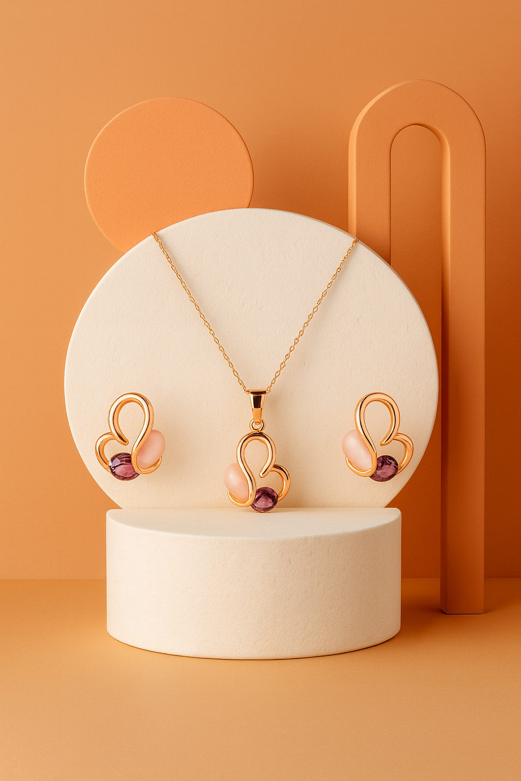 CARROT'S Blush Gold-Plated Jewellery Set (Necklace + Earrings)