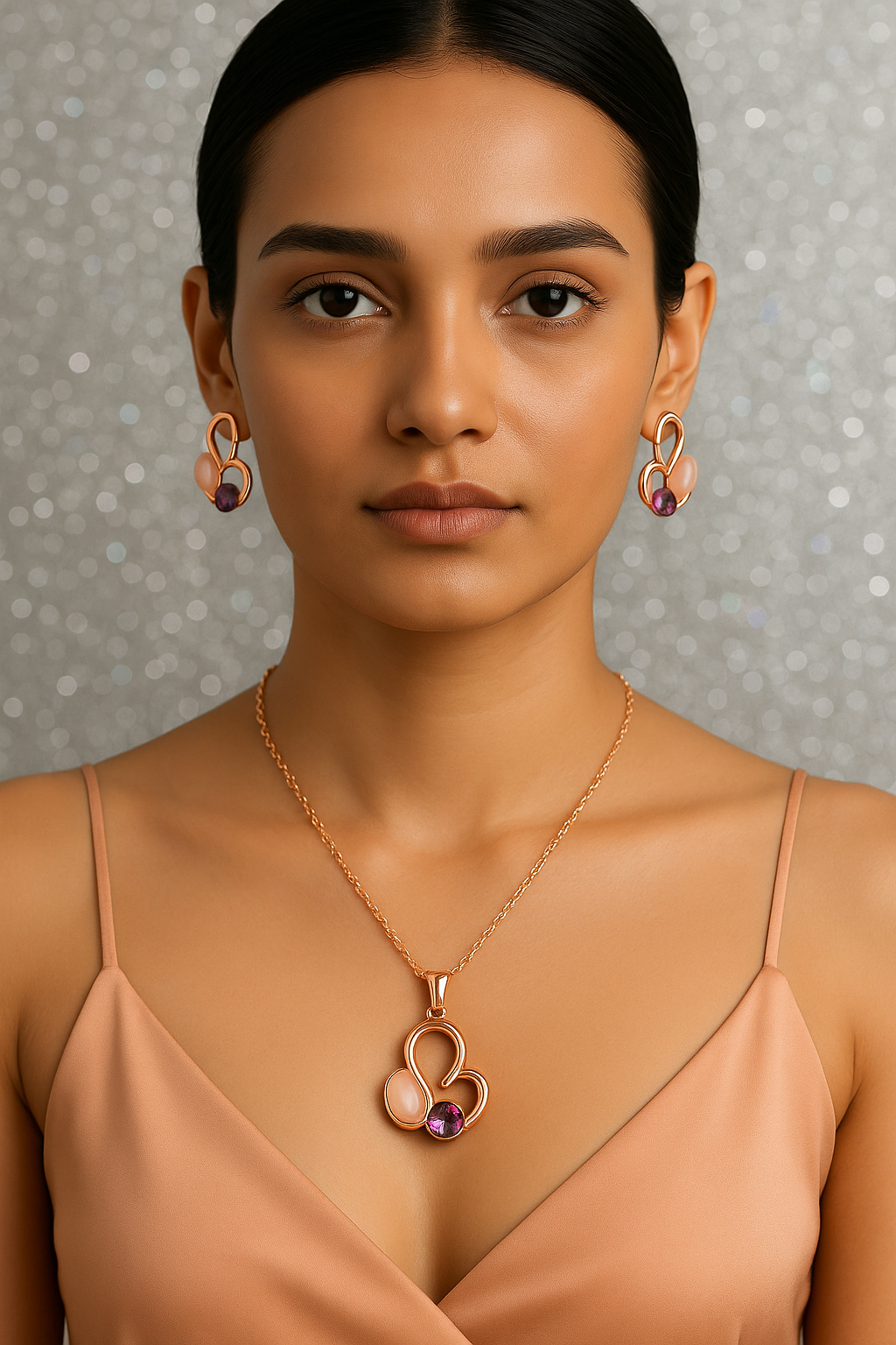 CARROT'S Blush Gold-Plated Jewellery Set (Necklace + Earrings)