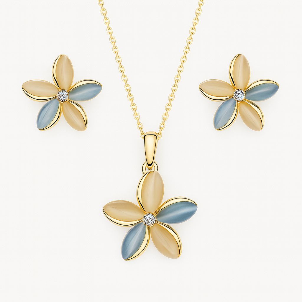 Lumiere PetalBloom Two-Tone Floral Jewellery Set