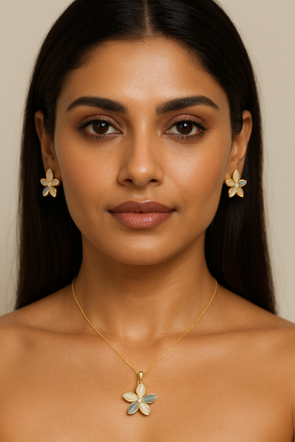 Lumiere PetalBloom Two-Tone Floral Jewellery Set