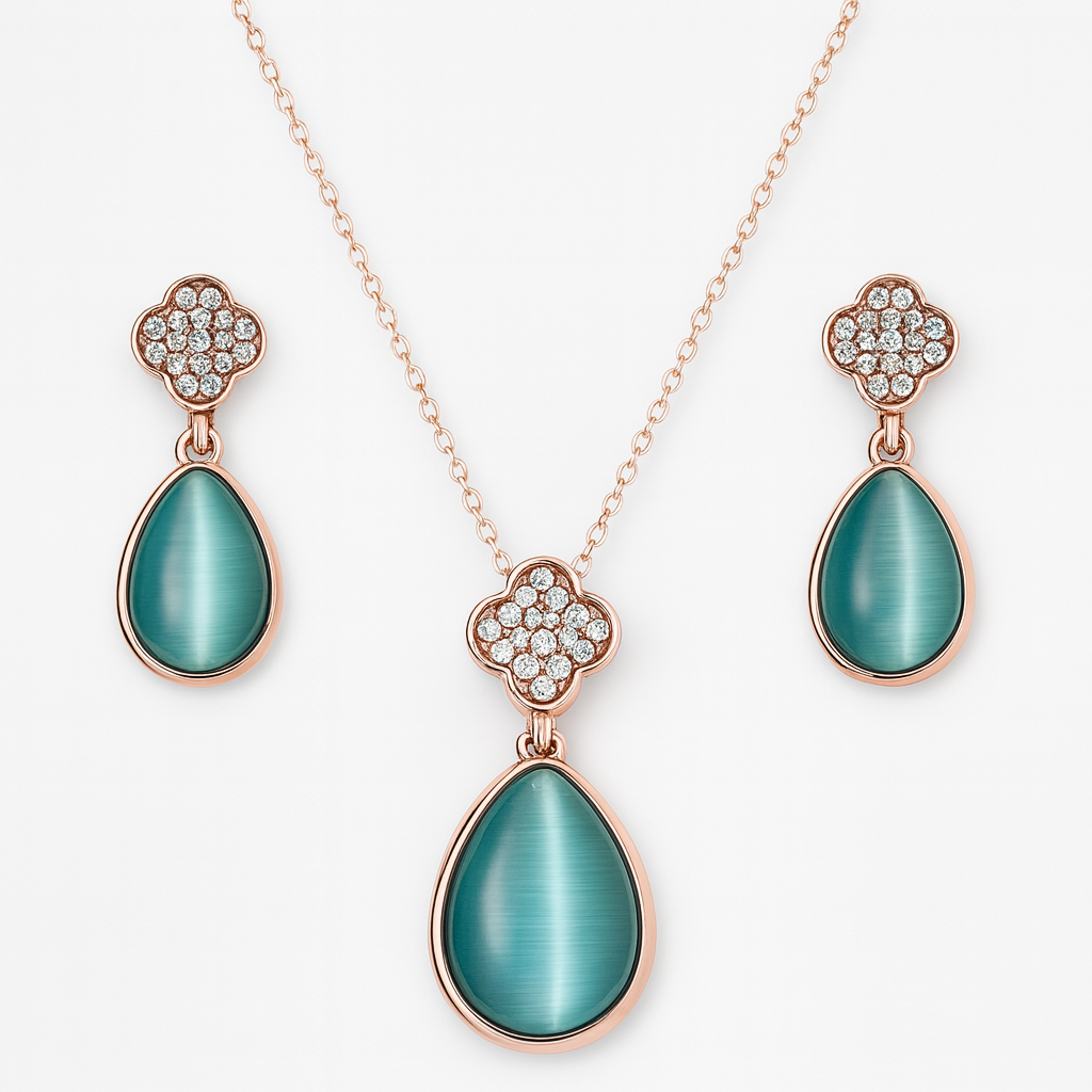 Aurora Teardrop Luxe Rose Gold Jewellery Set