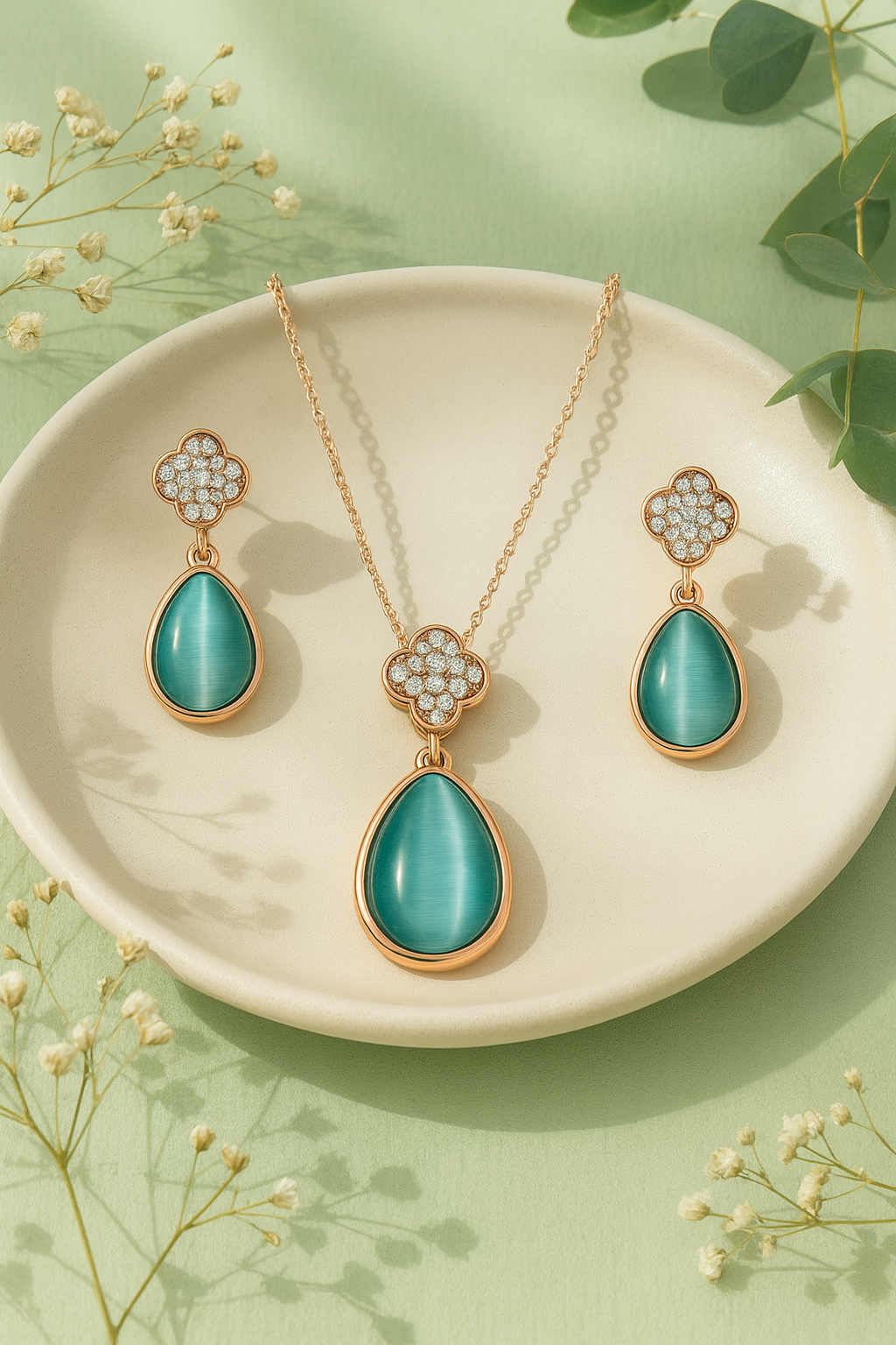 Aurora Teardrop Luxe Rose Gold Jewellery Set