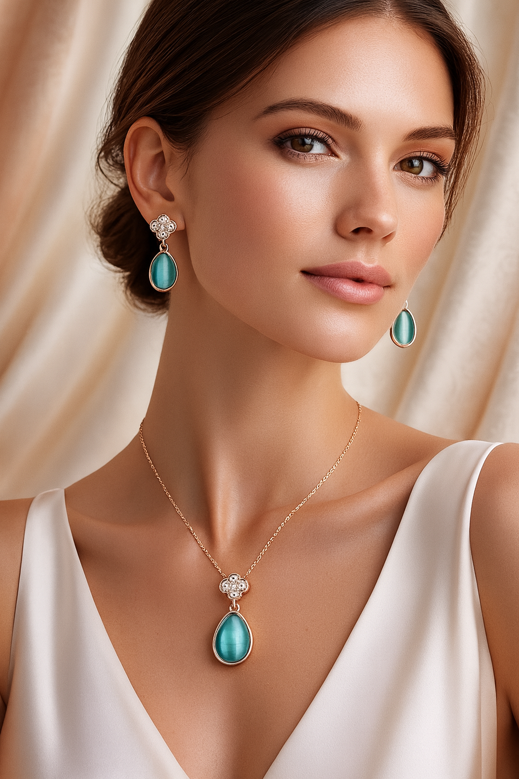 Aurora Teardrop Luxe Rose Gold Jewellery Set