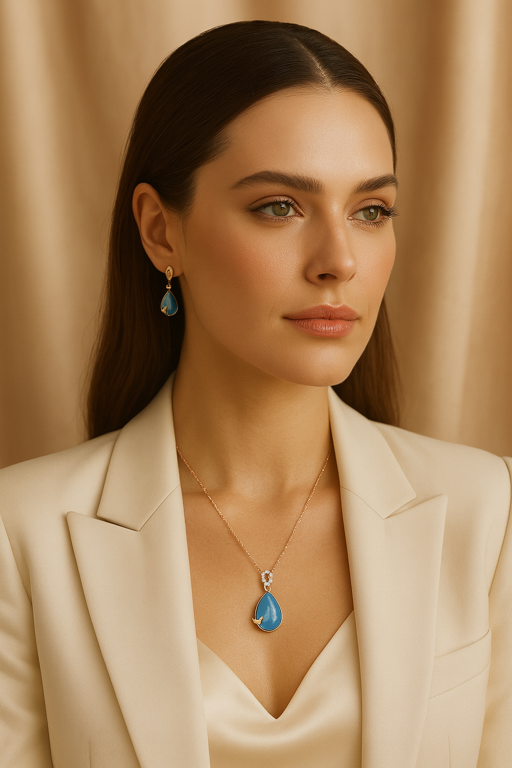 Celeste AquaDrop Rose Gold Jewellery Set