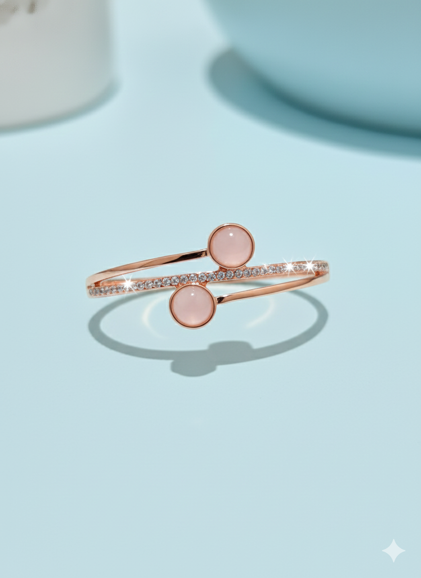 Viennois Luxe Rose-Gold Crystal Bangle – Dual Moonstone Edition