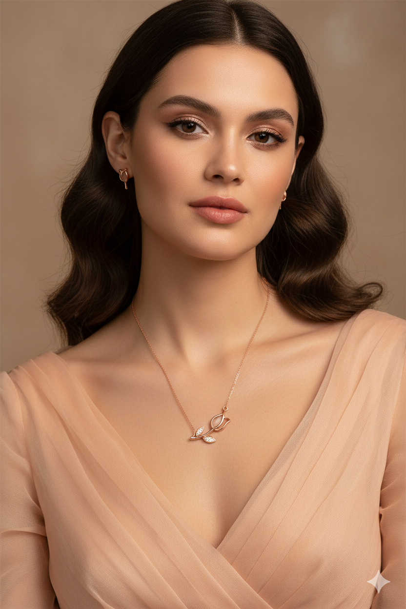 Luxe Tulip Blossom Jewellery Set – Rose Gold Finish | Premium Women’s Jewellery